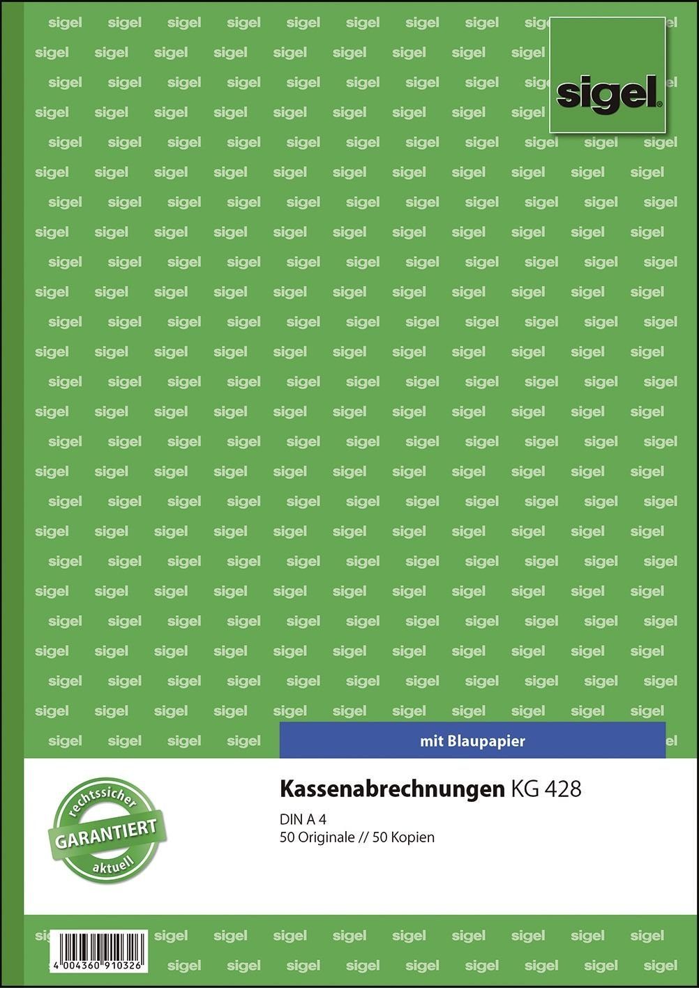 Sigel Formularblock sigel Formularbuch "Kassenabrechnung", A4, 2 x 50 Blatt