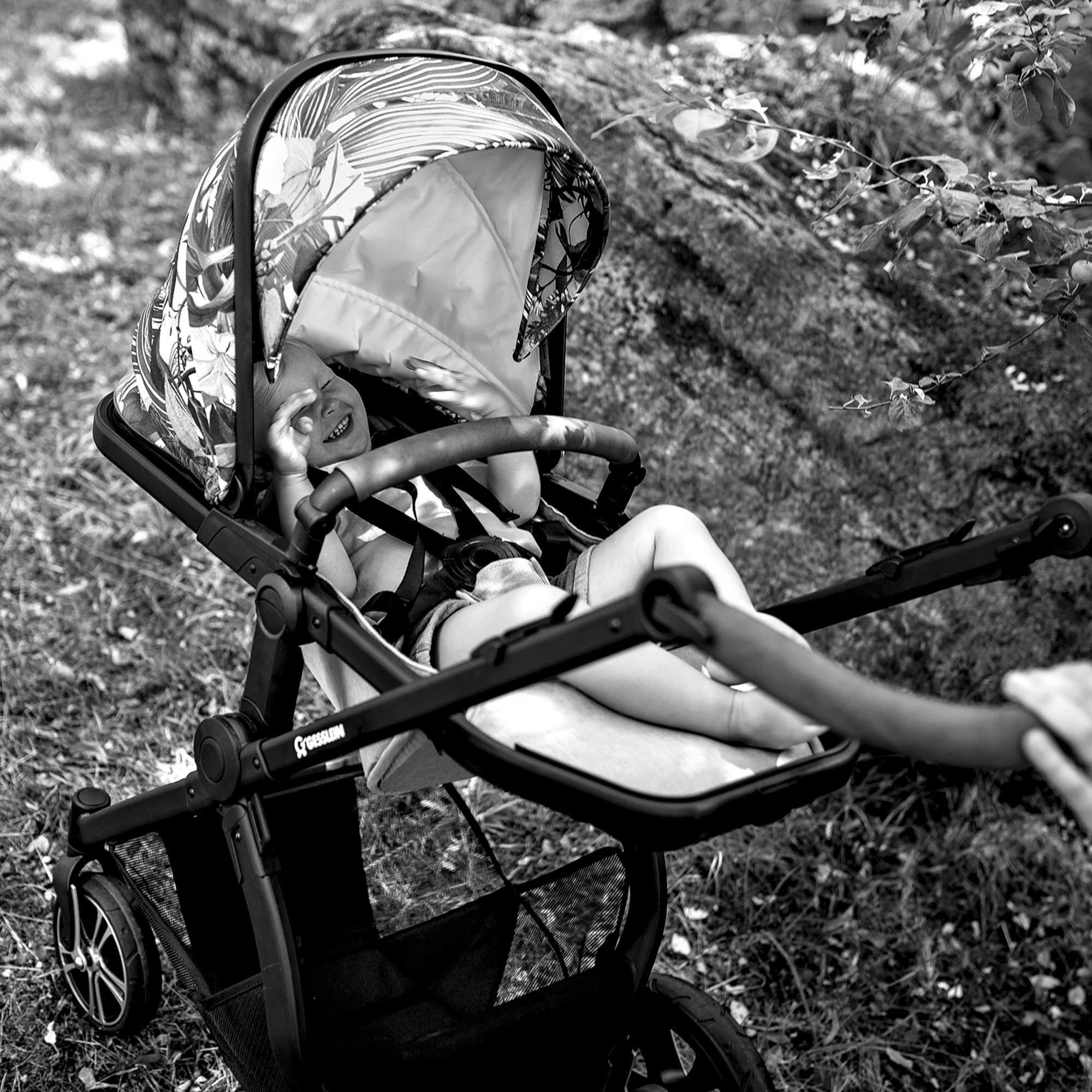 Life, Babyschalenadapter Kombi-Kinderwagen FX4 Soft+ Babywanne Gesslein schwarz/cognac, C3 mit und mit schiefergrau, Aufsatz