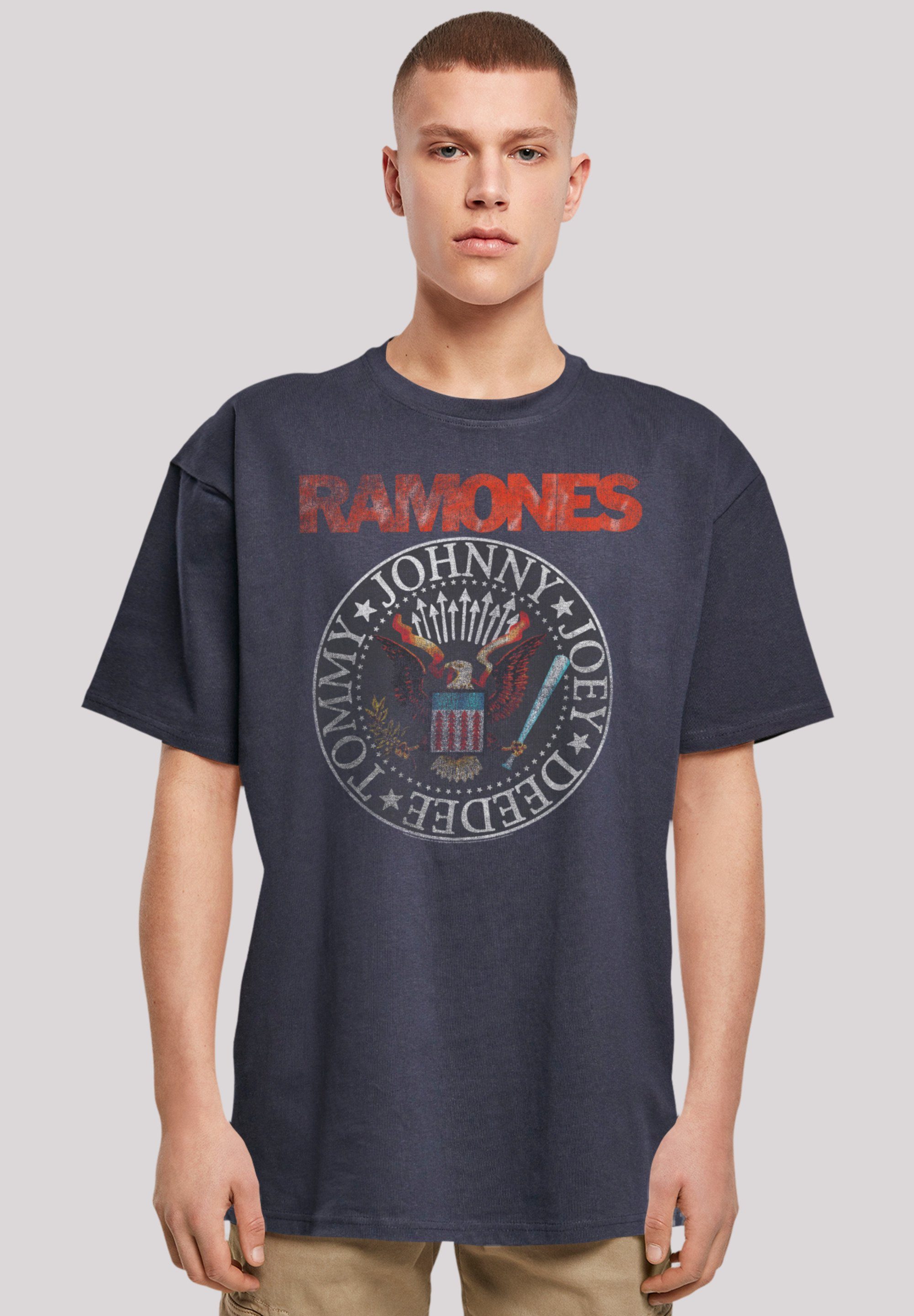 F4NT4STIC T-Shirt Ramones Rock Musik Band VINTAGE EAGLE SEAL Premium Qualität, Band, Rock-Musik navy