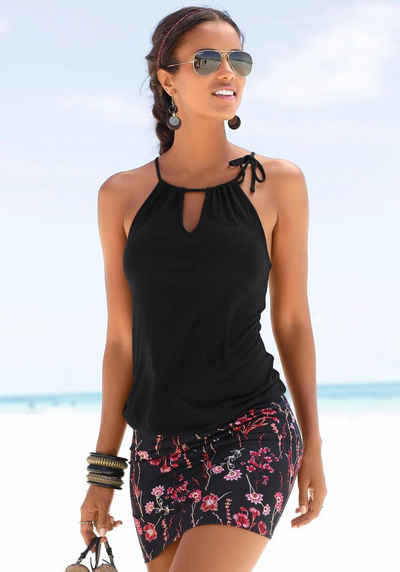 LASCANA Strandkleid mit bedrucktem Rockteil, kurzes Sommerkleid