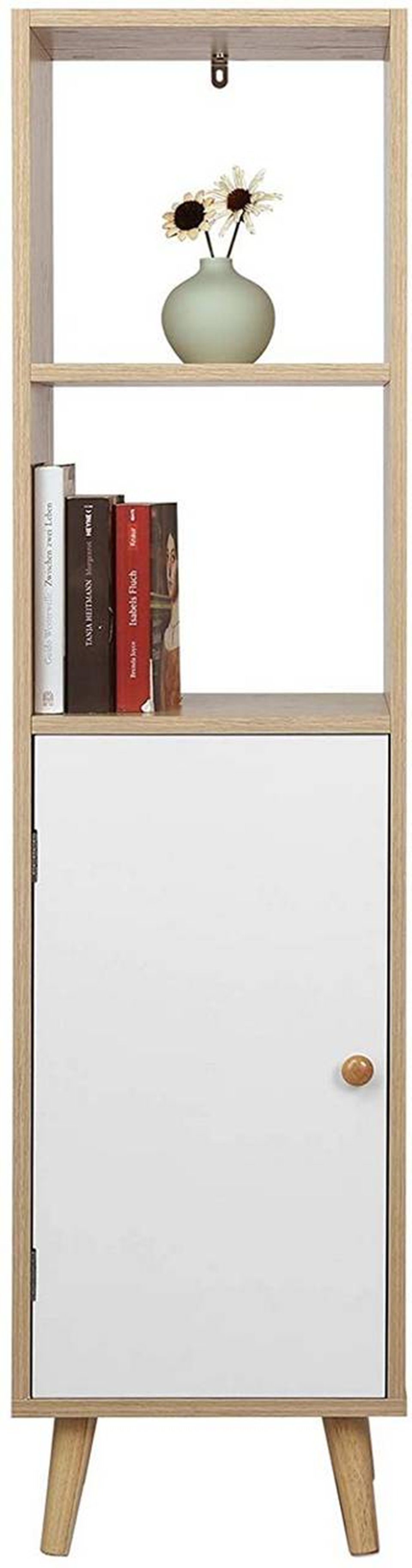 Woltu Bücherregal, 1-tlg., Raumteiler, Büroregal MDF Holzbeine, mit mit Tür