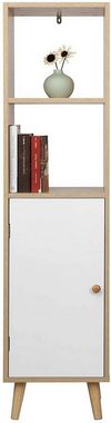 Woltu Bücherregal, 1-tlg., Raumteiler, Büroregal mit Tür mit Holzbeine, MDF