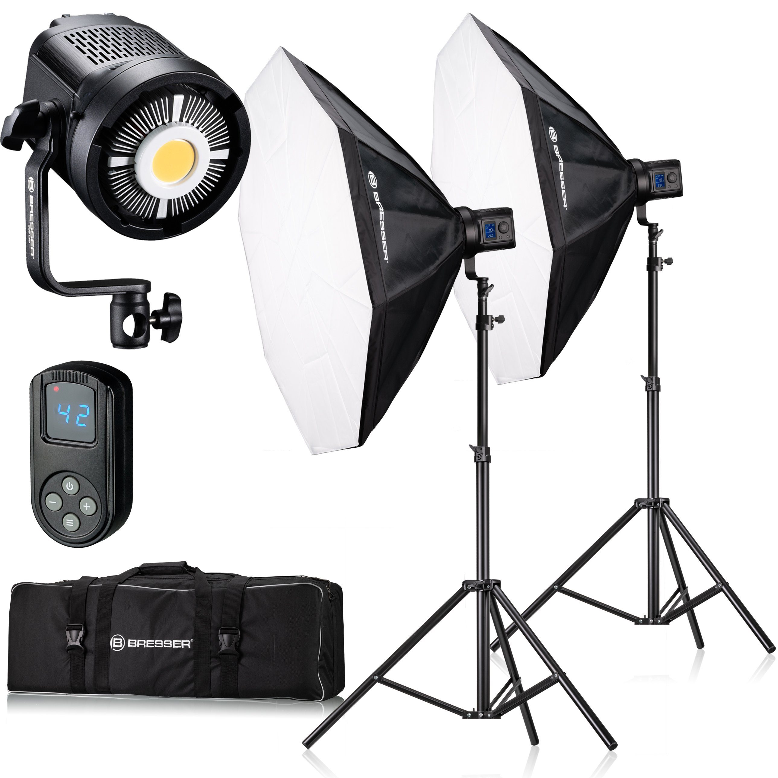 Fotostudio-Box BRESSER BR-80SL COB LED 80W Dual Kit mit Softboxen