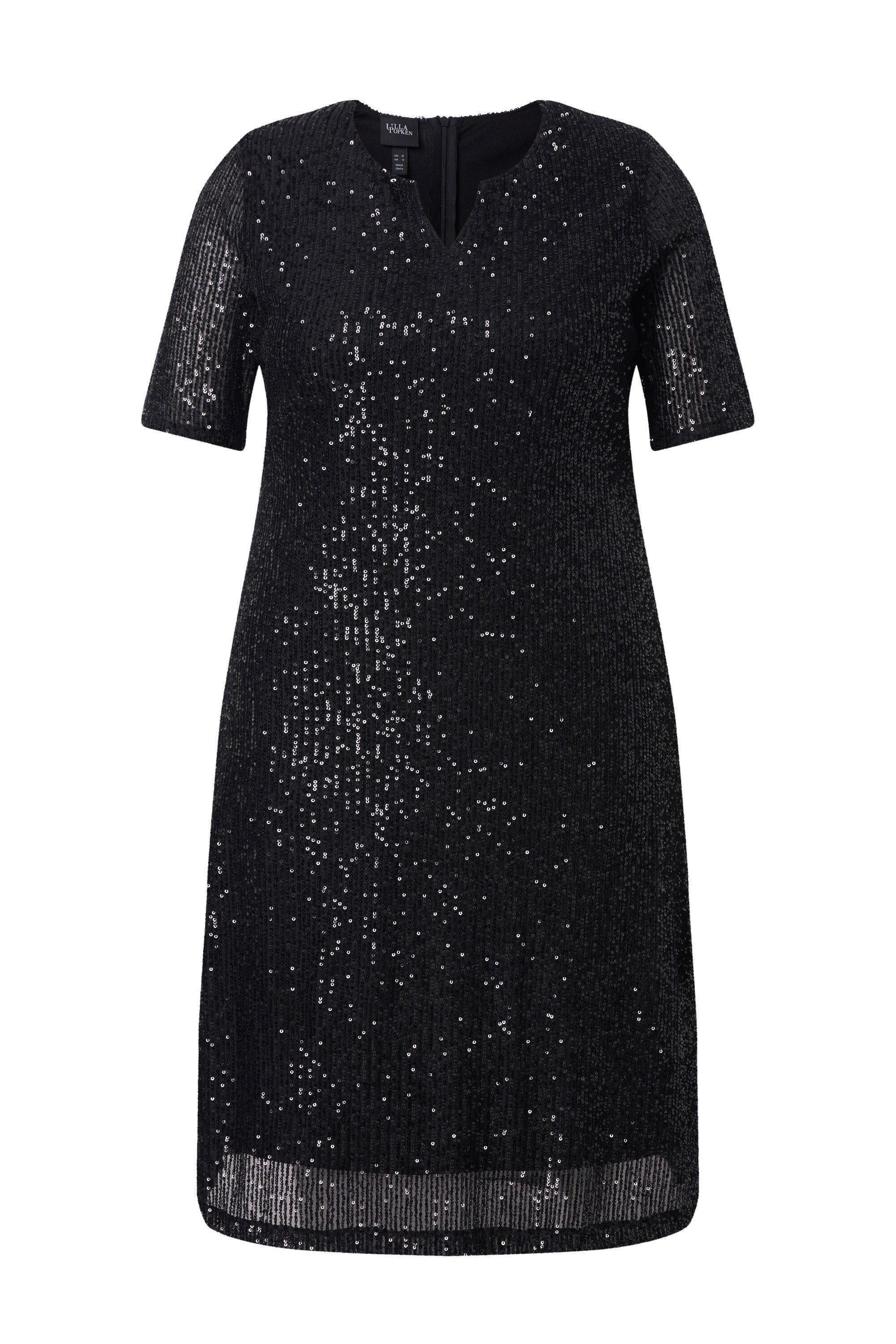 Ulla Popken Midikleid Paillettenkleid A-Linie Halbarm