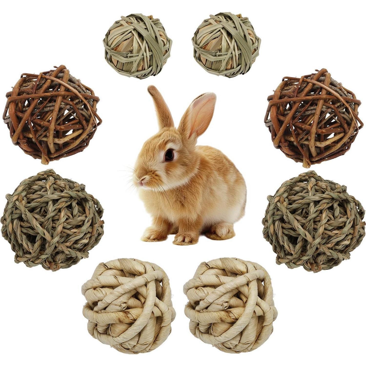 LuxusKollektion Tierball 8er Kaubälle für Kleintiere / Naturgras