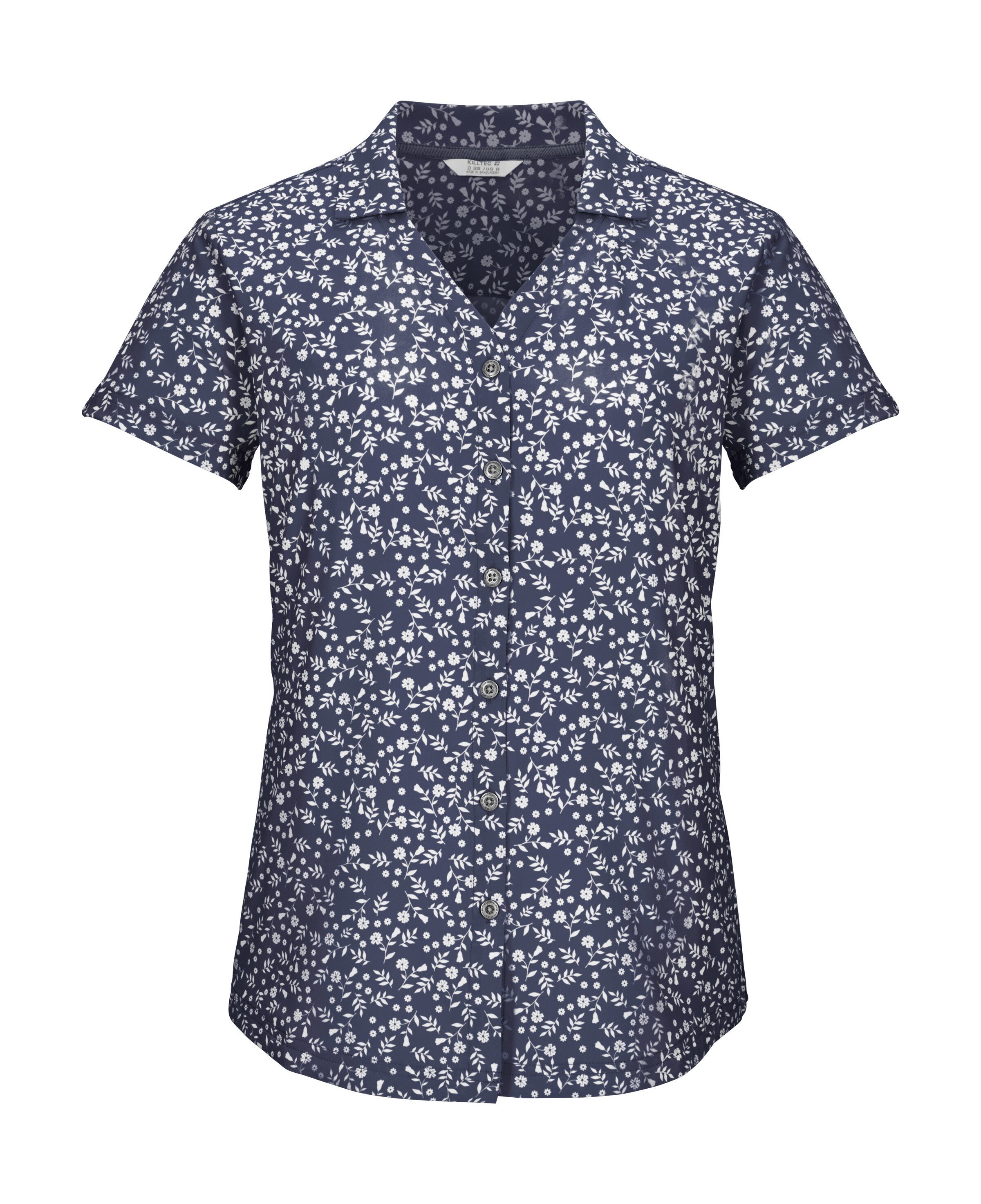 Killtec Funktionshemd KOS 86 WMN WVN SHRT Schnelltrocknende Damenbluse mit floralem Print und Zierriegeln