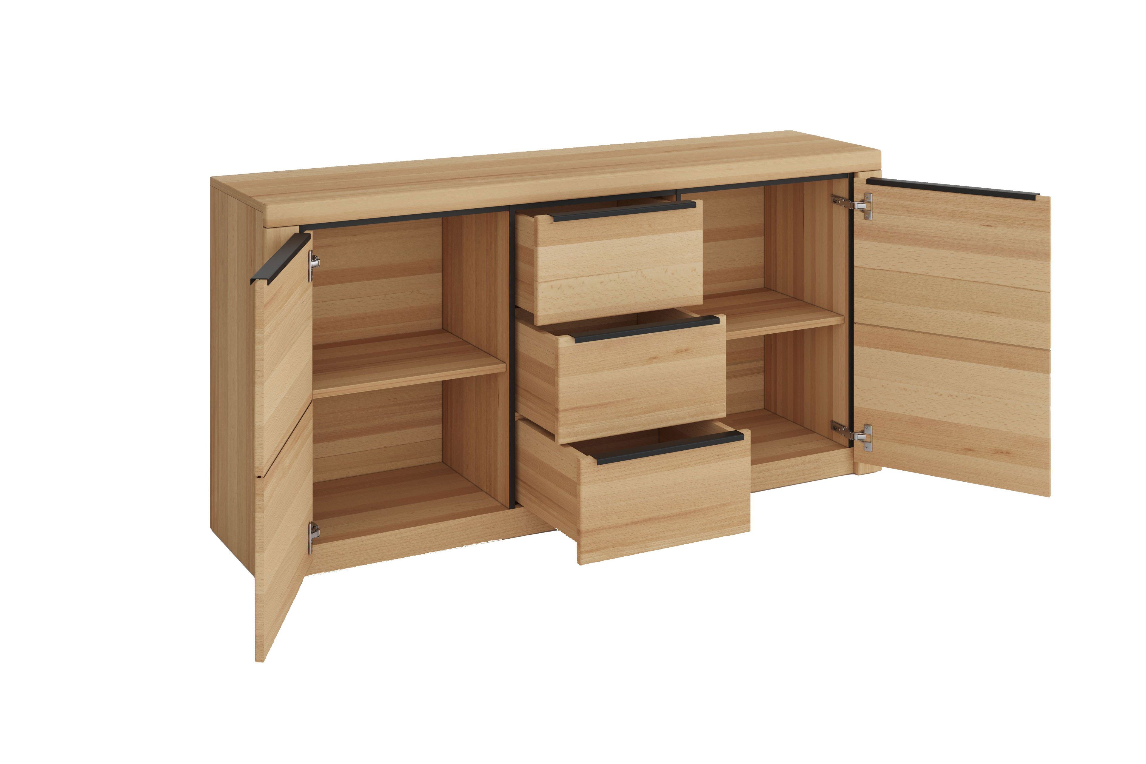 ELFO Sideboard Sideboard Kommode Brest Kernbuche geölt Teilmassiv Breite 160cm, Maße: ca. B. 160 x H. 80 x T. 40 cm