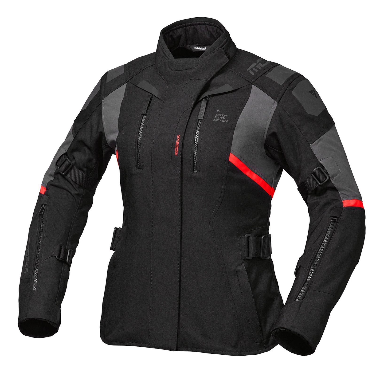 Modeka Motorradjacke Modeka Striker III Lady Motorradjacke Schwarz / Dunkelgrau 40 atmungsaktiv
