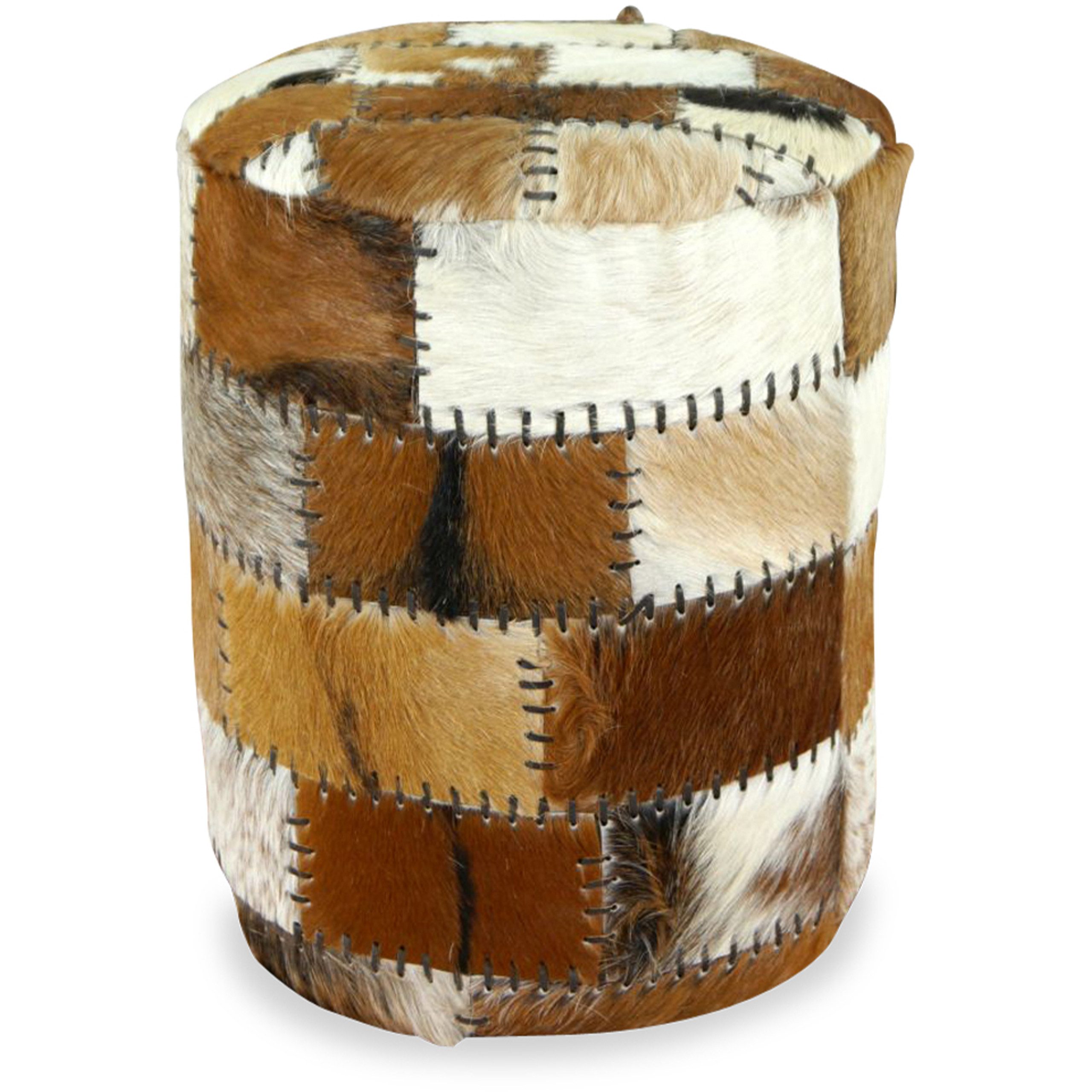 livasia Sitzhocker Ziegenfell - 35x45cm - Polsterhocker aus Java, handgefertigt