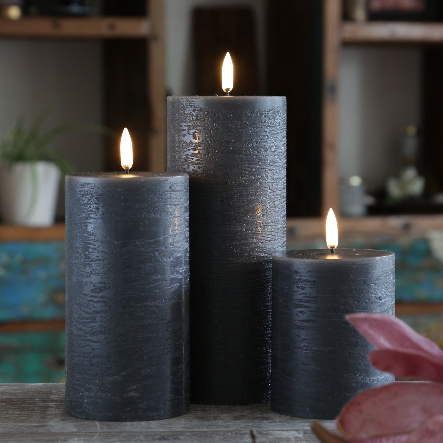 UYUNI Lighting LED-Kerze LED Kerzenset PIA Uyuni Rustik-Optik 3 Größen mit günstig online kaufen