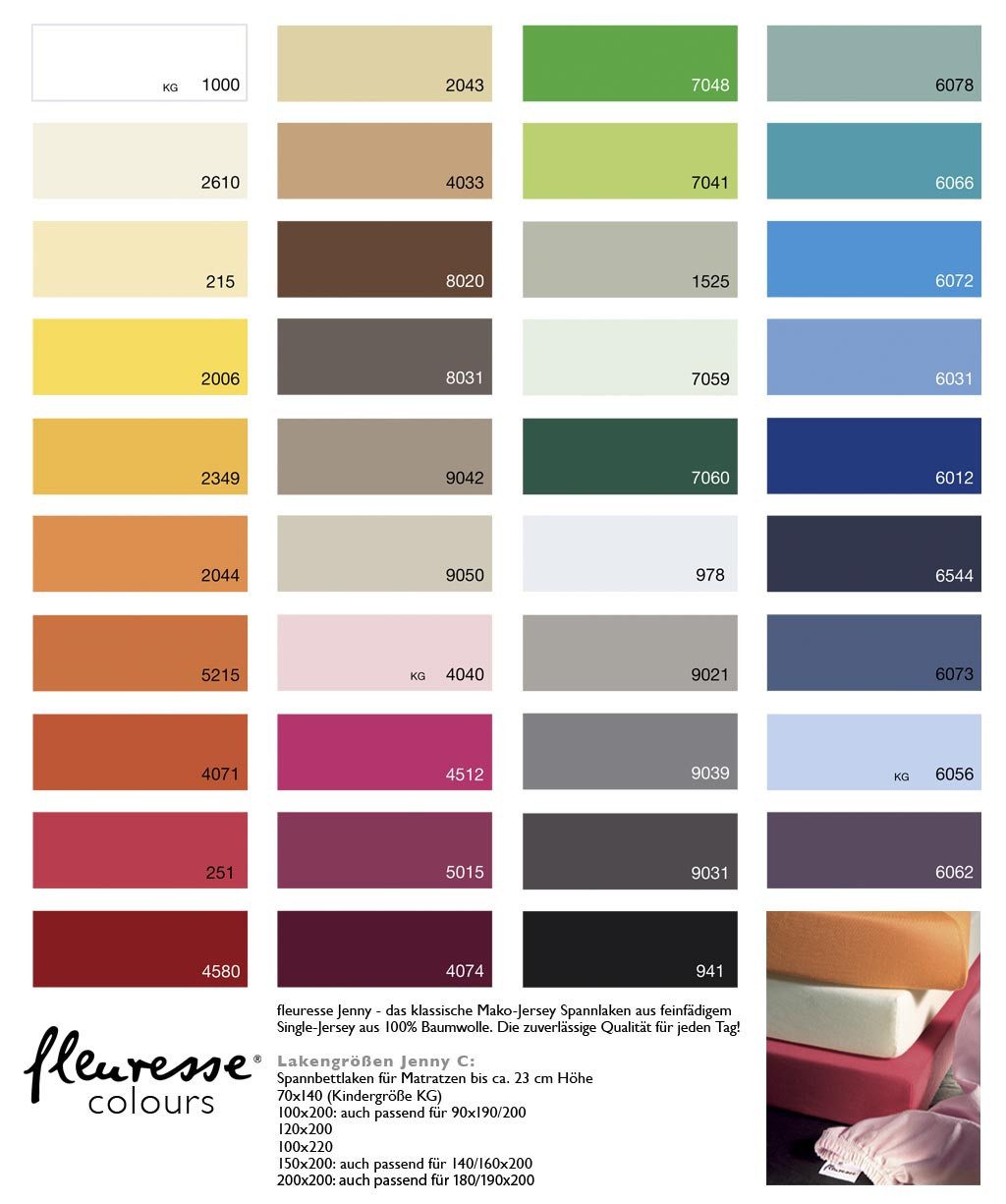 fleuresse Spannbettlaken Colours Jenny C Kids, Single-Jersey, Gummizug: rundum, (1 Stück), Halbleinen, 50% Baumwolle, 50% Leinen, 135x200, 155x220, 200x200cm
