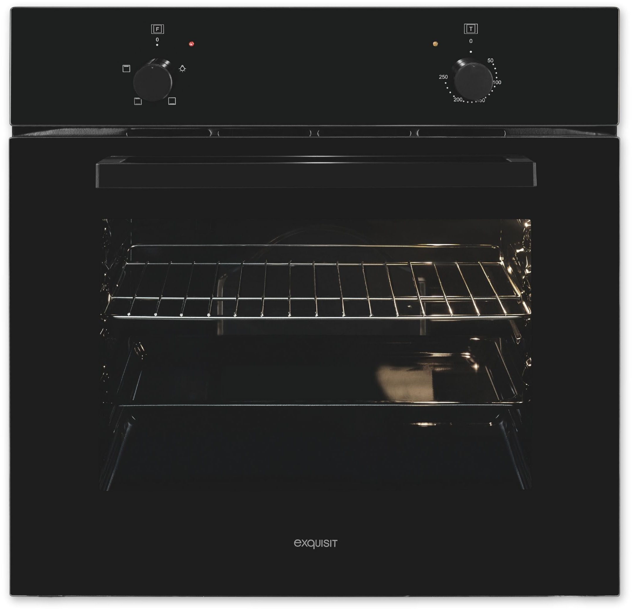 exquisit Einbaubackofen EBE255-020 schwarz, Всеs drin: Grill, Licht, Backblech – für jedes Backvorhaben!