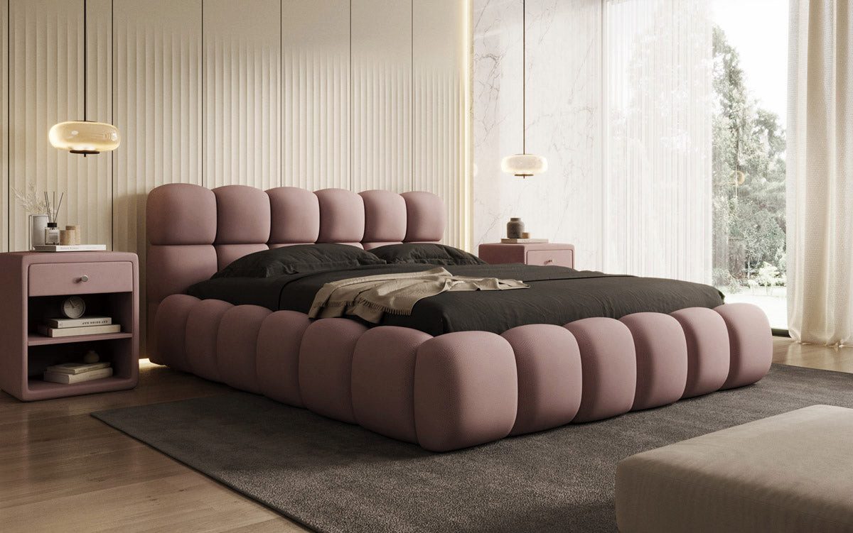 Luxusbetten24 Polsterbett Designer Polsterbett Boston Stoff, mit Stauraum