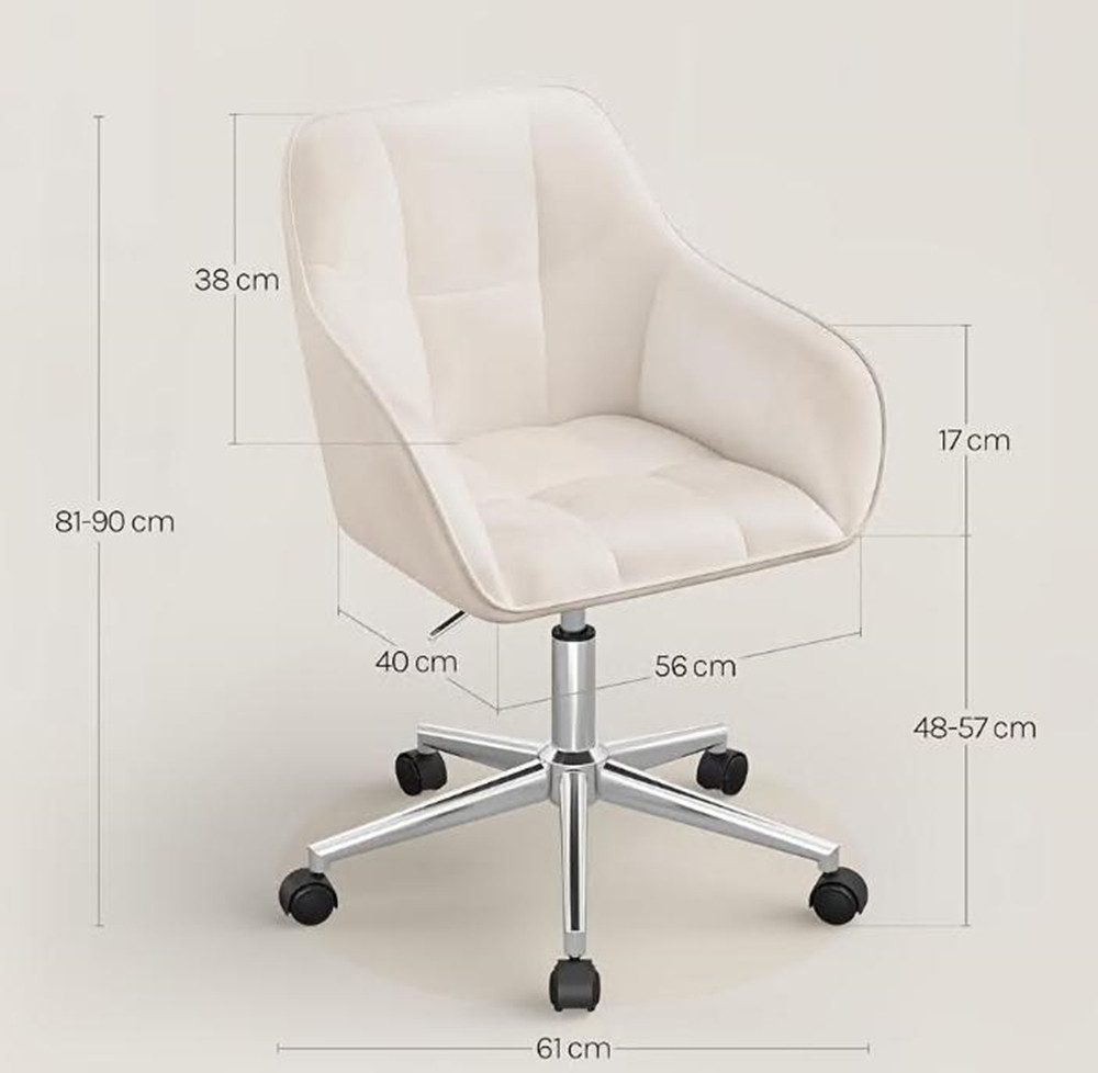 JEOBEST Bürostuhl Homeoffice Stuhl, SamtStuhl Höhenverstellbar Bürostuhl ergonomisch, (1 St) für Arbeitszimmer Schlafzimmer,bis 120kg