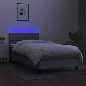 vidaXL Bettgestell Boxspringbett mit Matratze LED Hellgrau 80x200 cm Stoff Bett Bettgest