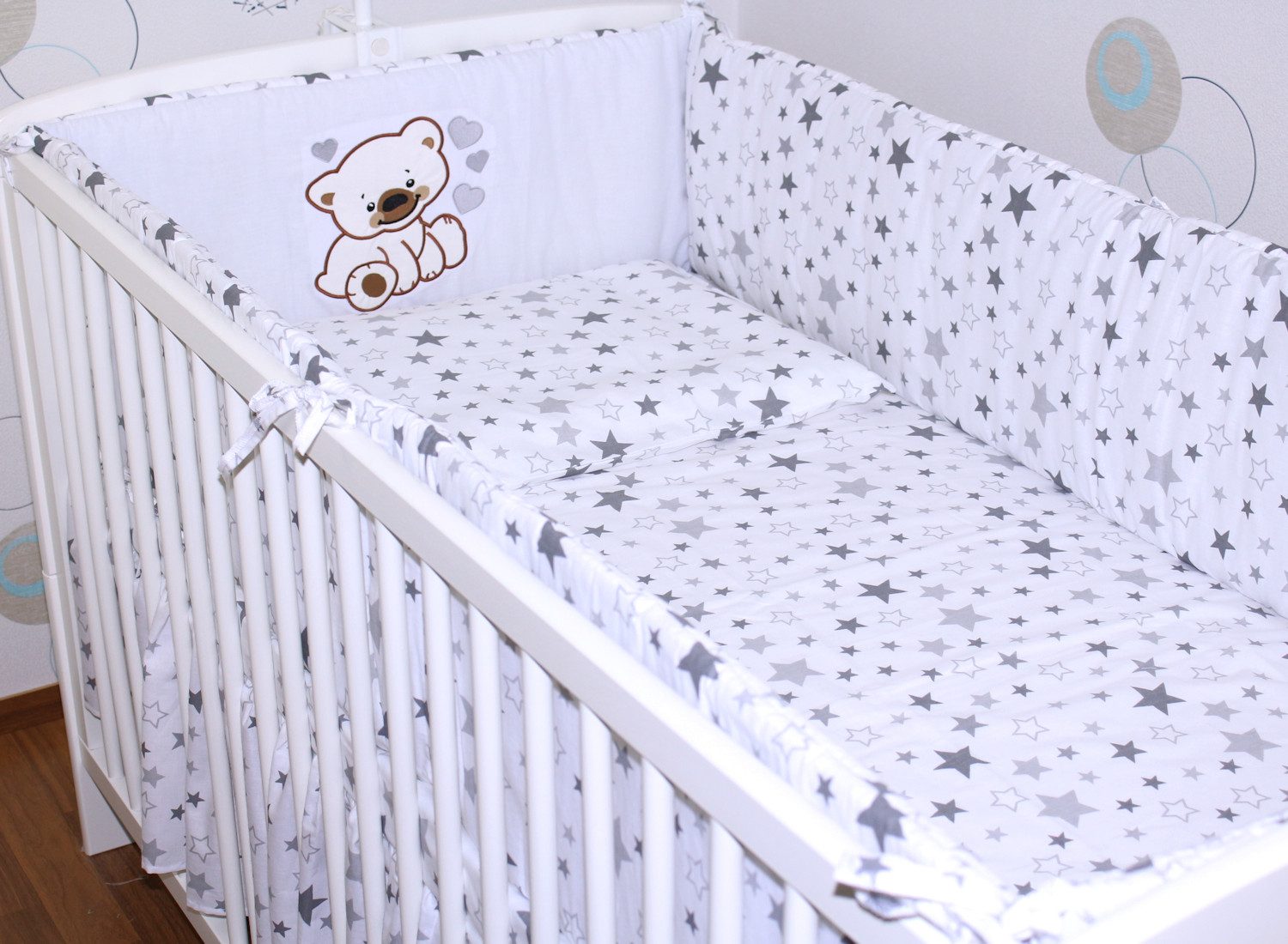 Primawela Bettnestchen Nestchen Applikation 420 cm Bettumrandung Baby Bett Kinder Kopfschutz