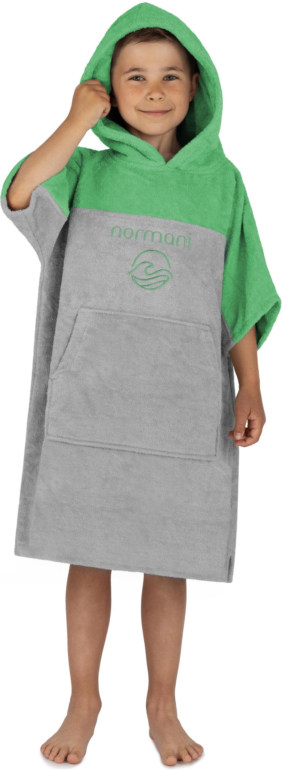 normani Badeponcho Kinder Badeponcho 6-9 Jahre Puwai, Bio-Baumwolle, Kapuze, Schlupf, Badeponcho aus 100 % Bio-Baumwolle