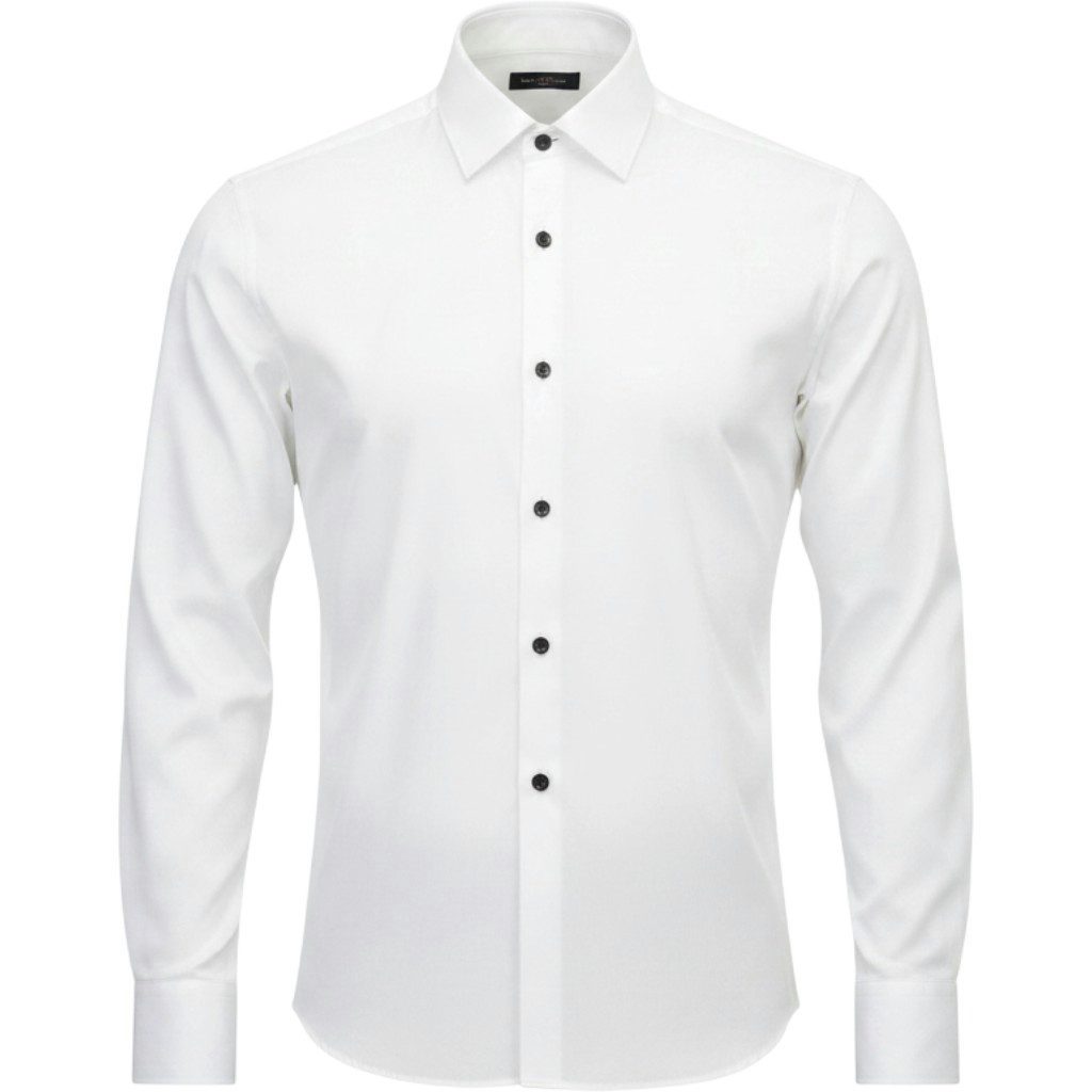 RAMSEY Hemdbluse Weiße schlichte Slim Fit Smokinghemden