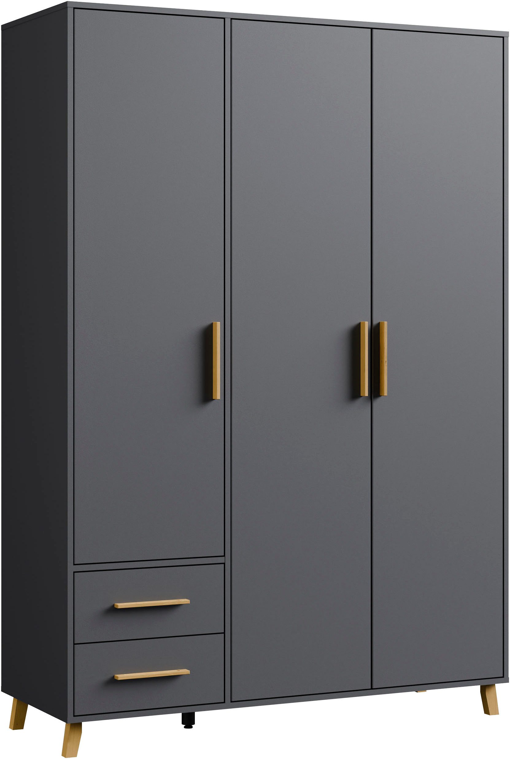 rauch Drehtürenschrank Kleiderschrank Schrank Garderobe SHINJO Breiten 93/140/187 cm (in 3 verschiedenen Ausstattungen BASIC/CLASSIC/PREMIUM) Griffe und Füße aus Massivholz mit 2 Schubladen MADE IN GERMANY