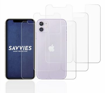 Savvies Schutzfolie für Apple iPhone 11 (Display+Rückseite), Displayschutzfolie, 6 Stück, Folie klar