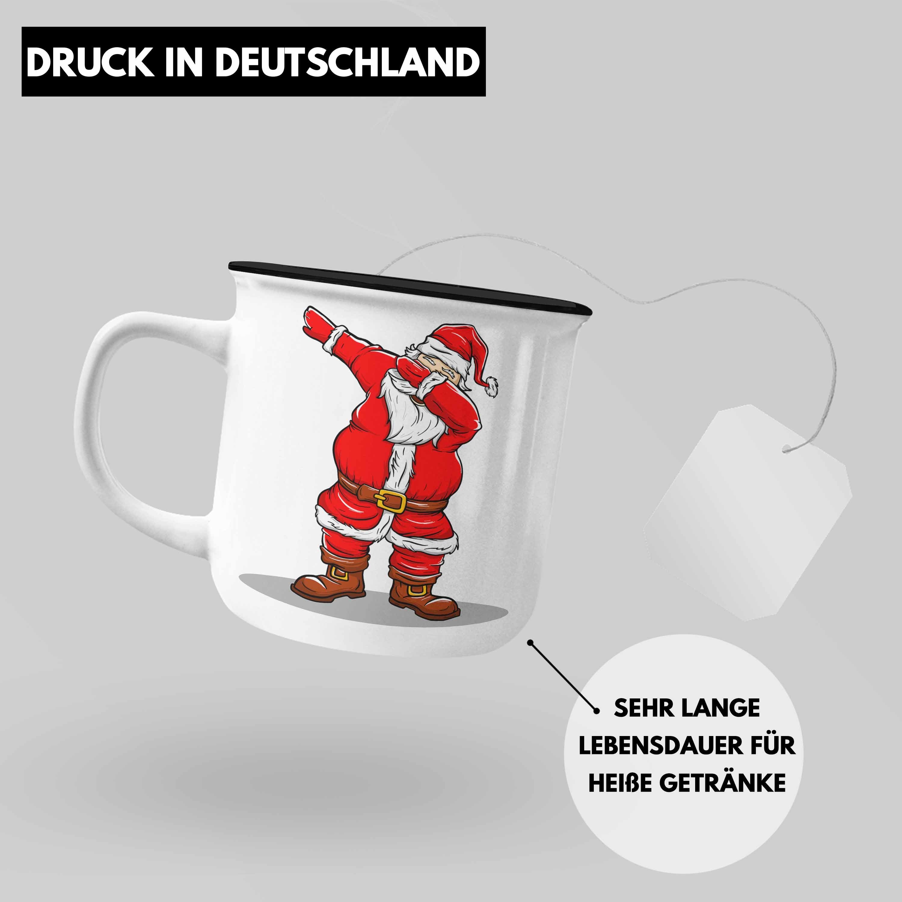 Mädchen Tasse Tasse Thermotasse Schwarz Weihnachten Cute Lebkuchen Geschenk Trendation Jungs - Lustig Kinder für Trendation Grafik Becher Weihnachtsmann Jungen Emaille WeihnachtsEmaille