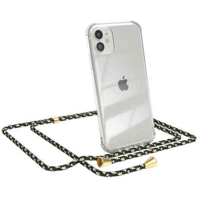 EAZY CASE Handykette Hülle mit Kette für Apple iPhone 11 6,1 Zoll, Handykette zum Umhängen Hülle mit Kordel Rundes Band Grün Camouflage