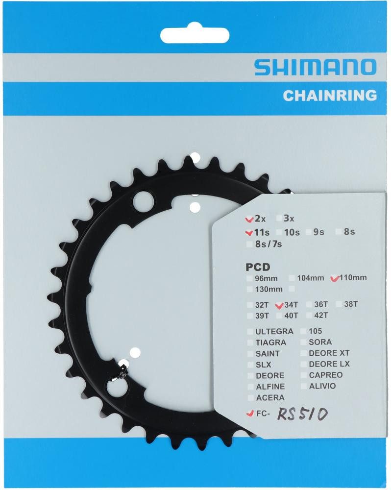 Fahrradkette SHIMANO Kettenblatt FC-RS510 34 Zähne Schwarz - präzise Schaltperforma