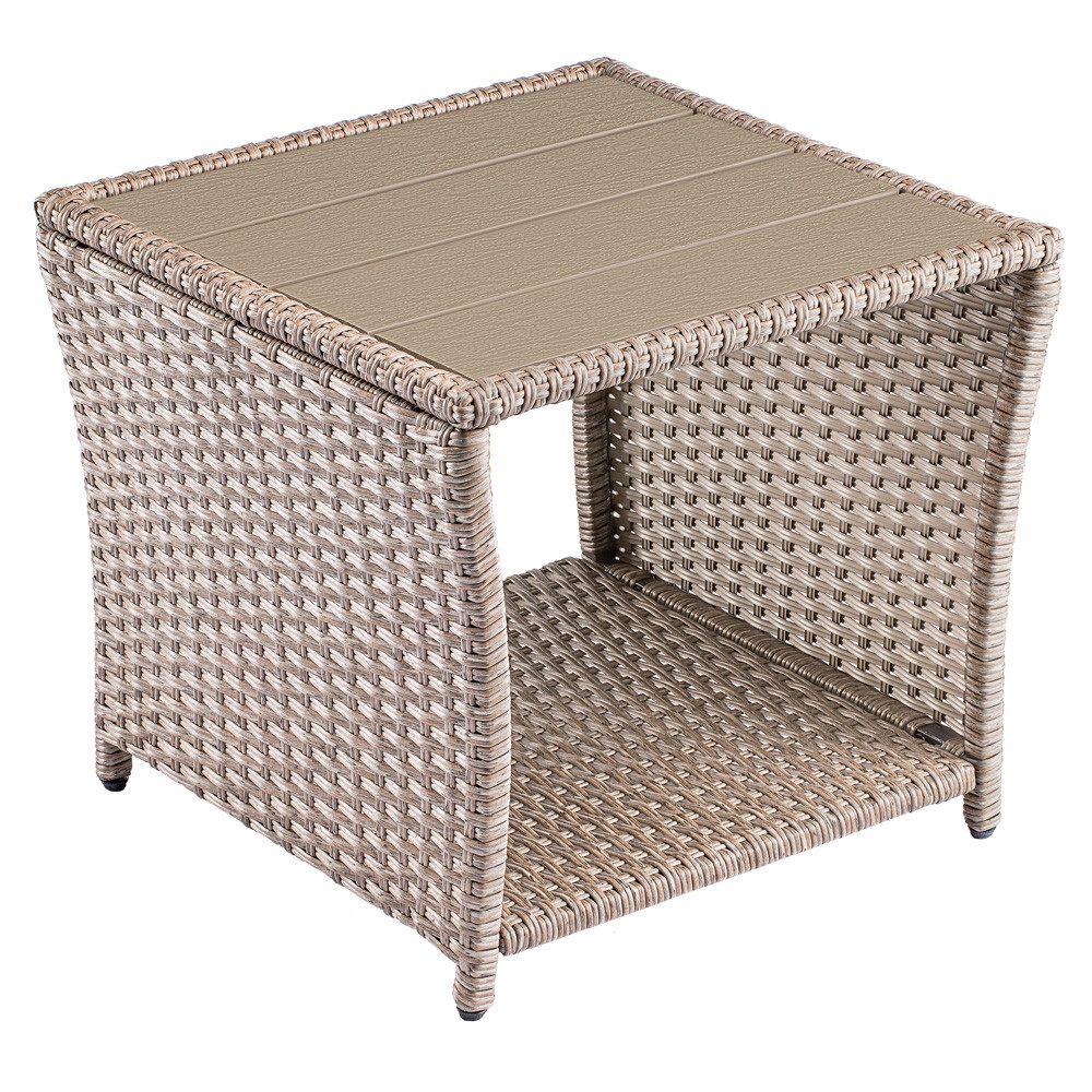 Casaria Beistelltisch (1-St), Polyrattan WPC Tischplatte günstig online kaufen