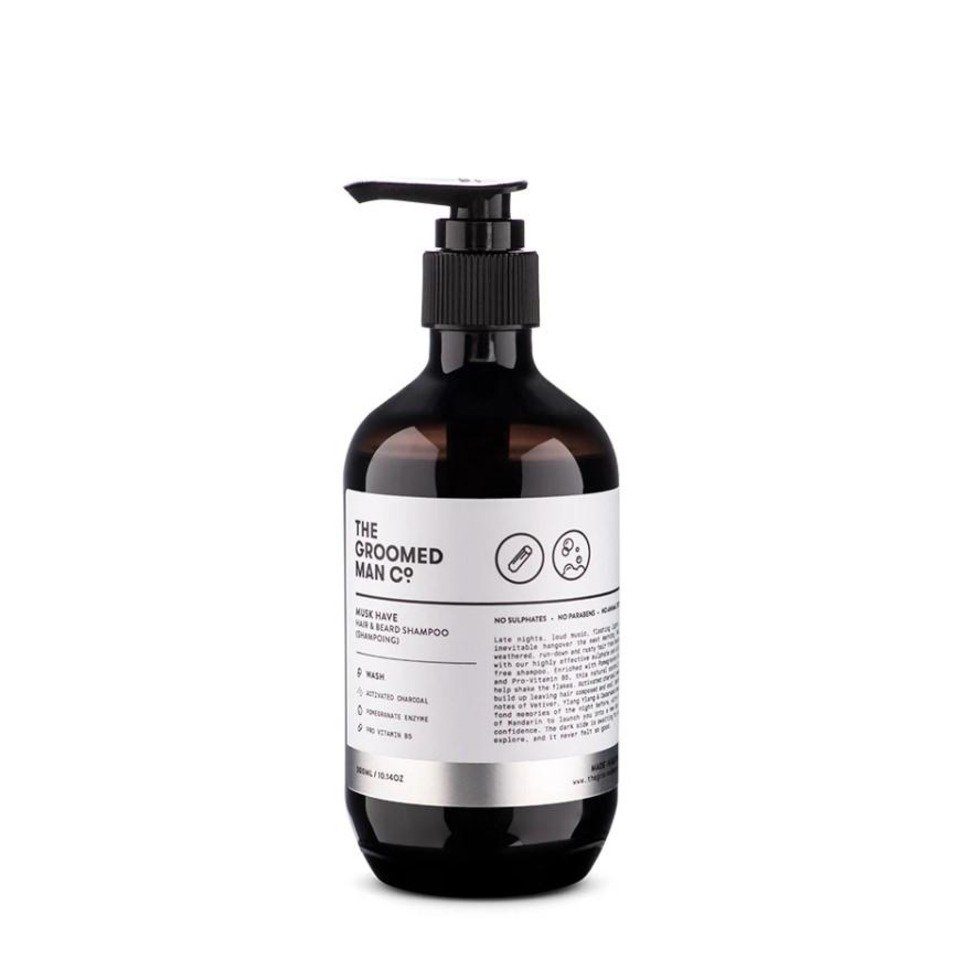 Groomed Man Bartshampoo Haar & Bart Shampoo Musk Have 300 ml, 1-tlg., sulfat- und silikonfrei, mit Aktivkohle | Bartshampoos