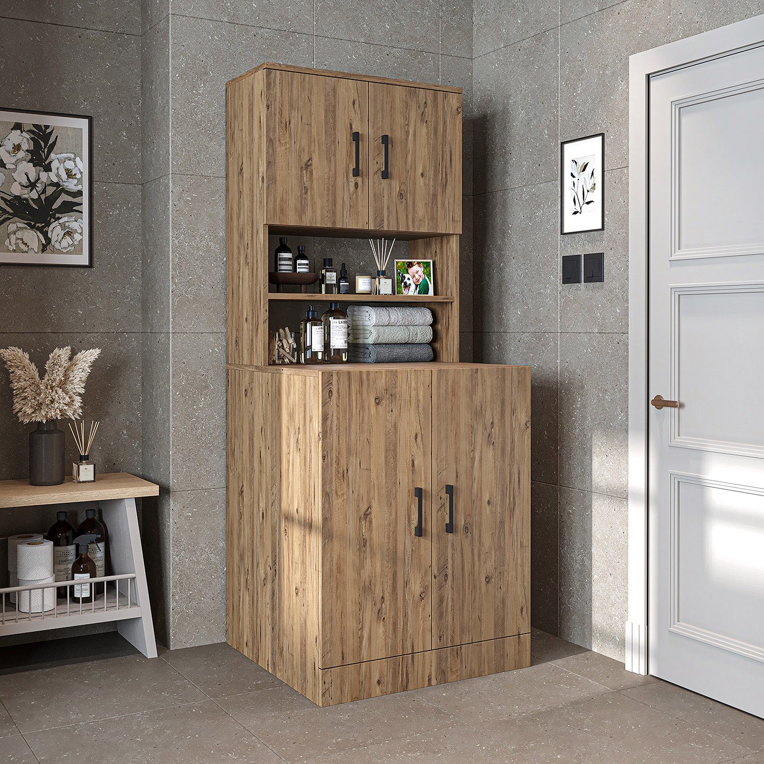 Roomart Waschmaschinenumbauschrank (Waschmaschinenschrank Trocknerschrank W günstig online kaufen