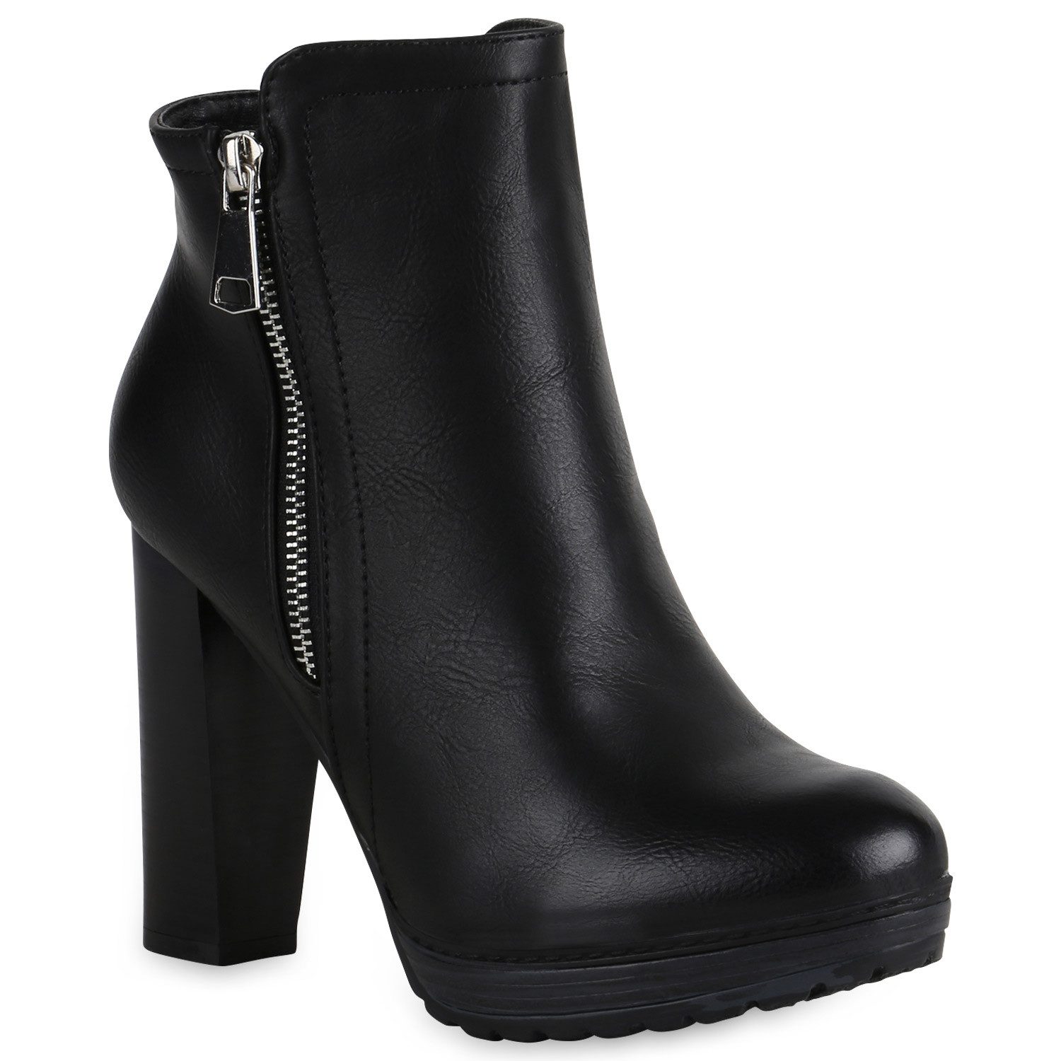 VAN HILL 819927 Plateaustiefelette Damen Plateau Stiefeletten Madison Trendy Boots mit Blockabsatz