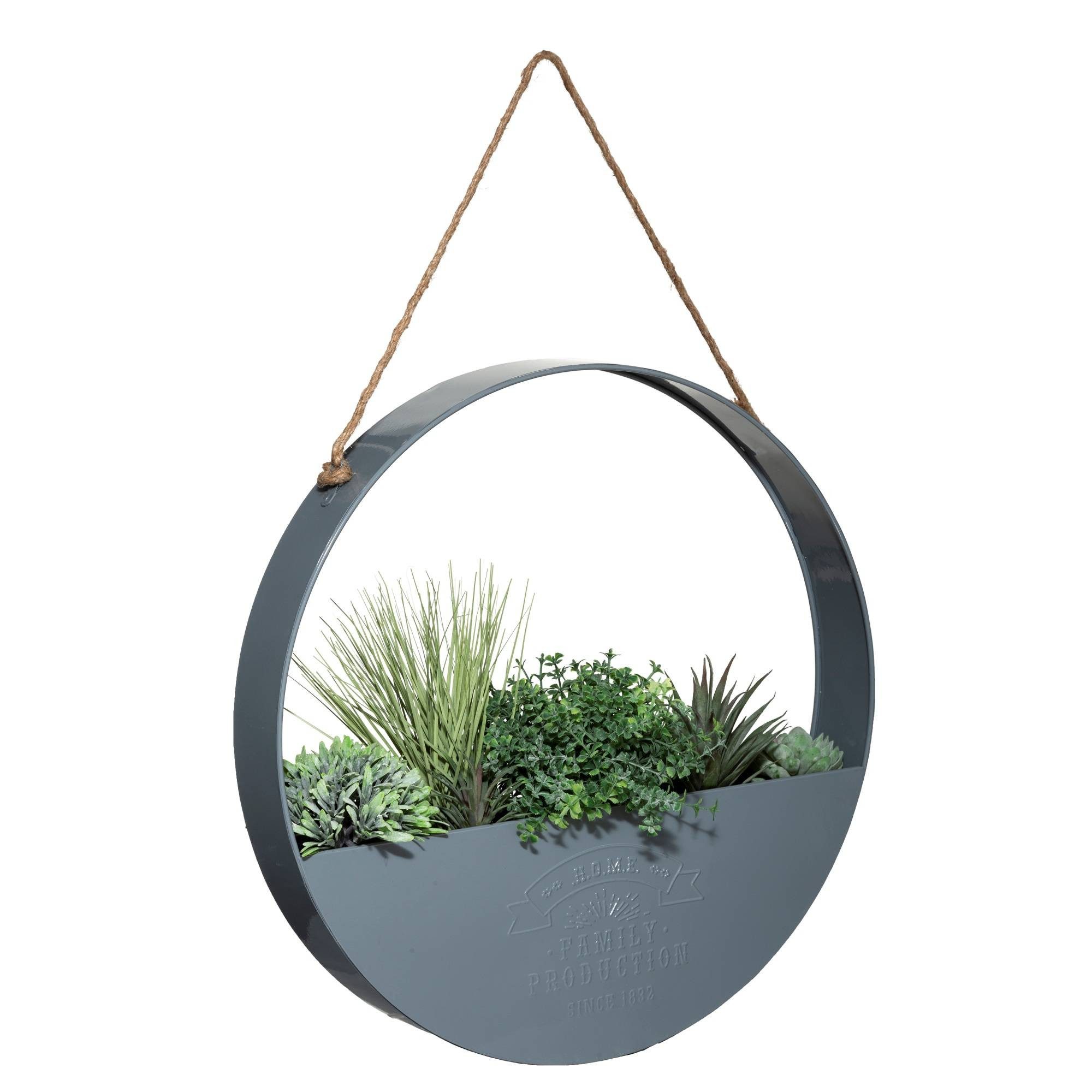 Kunstpflanze Kunstpflanzen, Ø 44 cm, Hängedeko mit Metallring Zimmerpflanze, Atmosphera Créateur d'intérieur, Höhe 64 cm