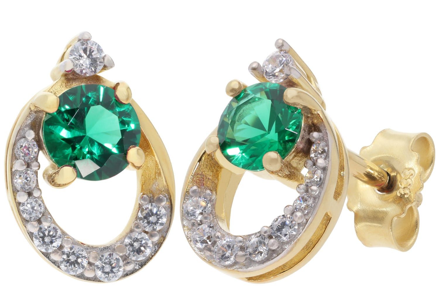 trendor Paar Ohrstecker Damen-Gold 333 / 8Kmit Smaragd