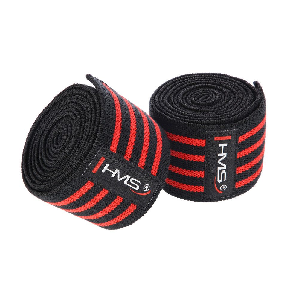 HMS Kniebandage Kniestütze Knieschoner Kraftsportbandage (Spar-Set, 2-tlg., 200 x 8 cm elastisch), 2 Stück, 200 cm, Klettverschluss, elastisch