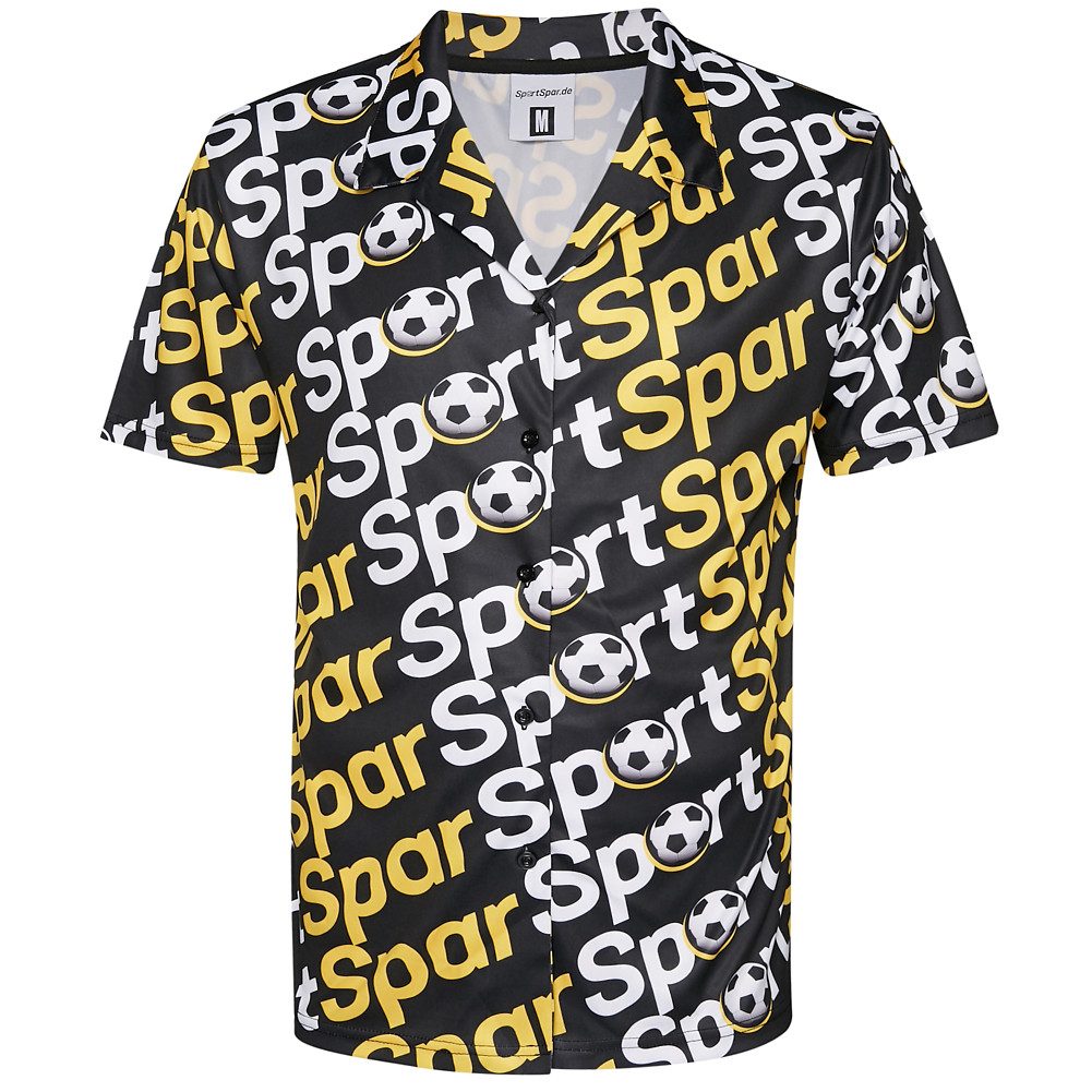 SportSpar Kurzarmhemd Sportspar.de "Festival" Herren Freizeit Hemd Teil der "Festival" Kollektion mit All-Over-SportSpar.de-Logo