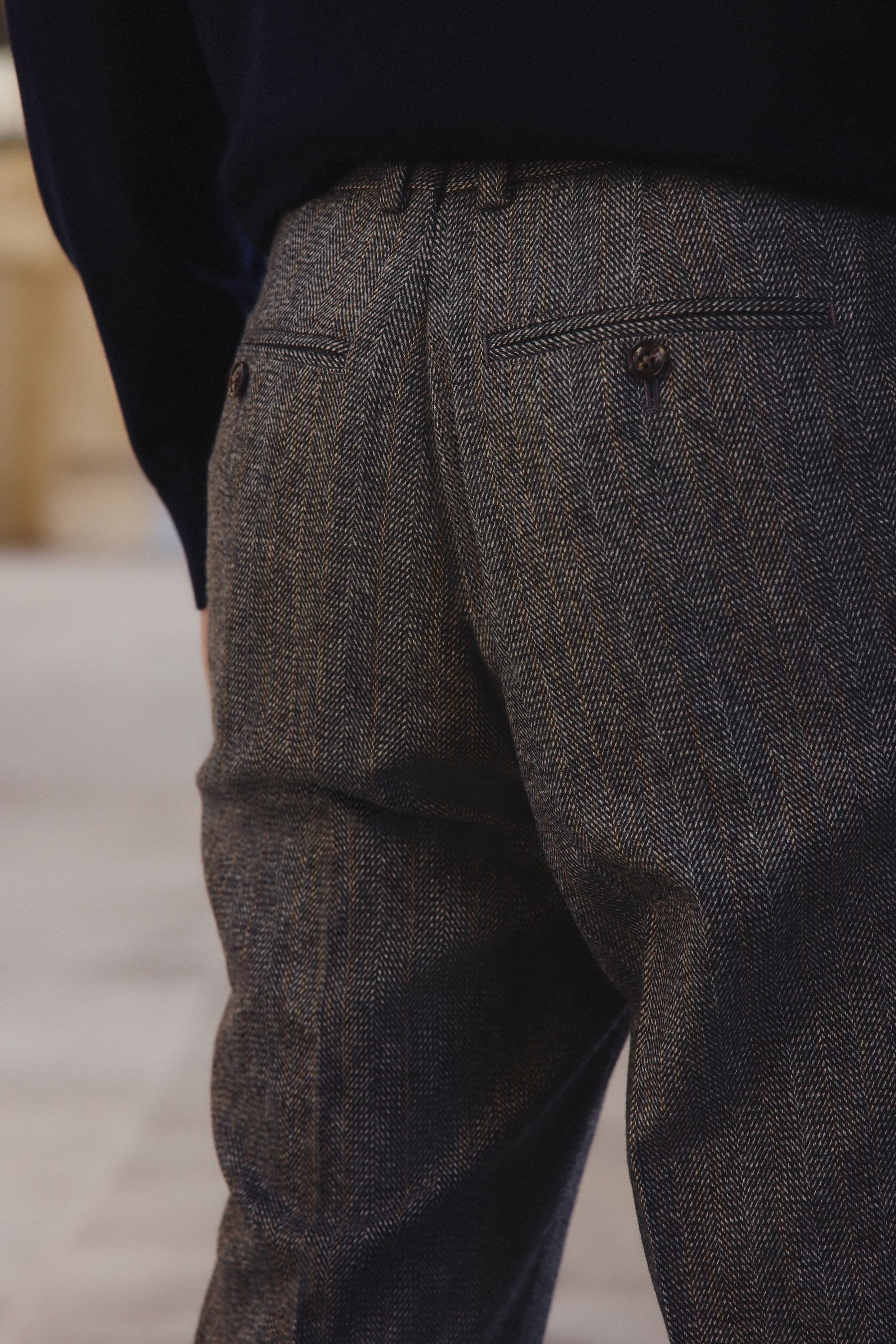 Next Anzughose Slim Fit Anzughose mit Fischgrätstreifen (1-tlg)