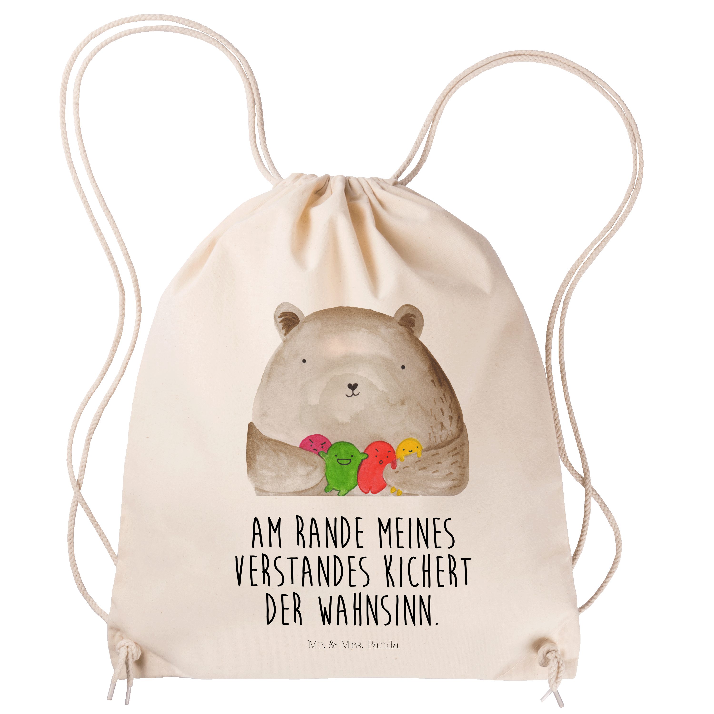Mr. & Mrs. Panda Sporttasche Bär Gefühl - Transparent - Geschenk, Verrückt, Teddy, Beutel, Tasche, (1-tlg) | Canvas-Taschen
