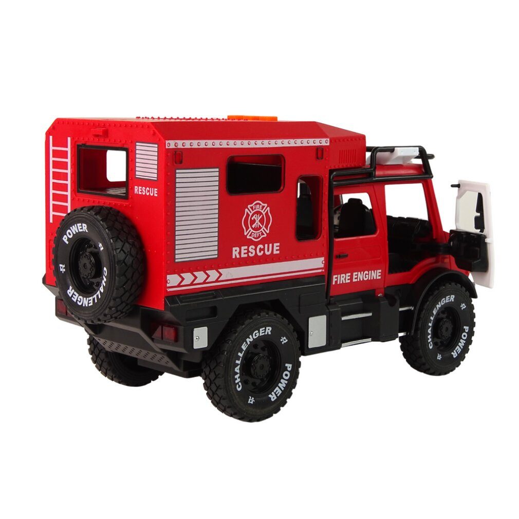 LEAN TOYS Spielzeug-Boot Geländewagen-Feuerwehr-rote öffnende Türen, Geräusche, Lichter