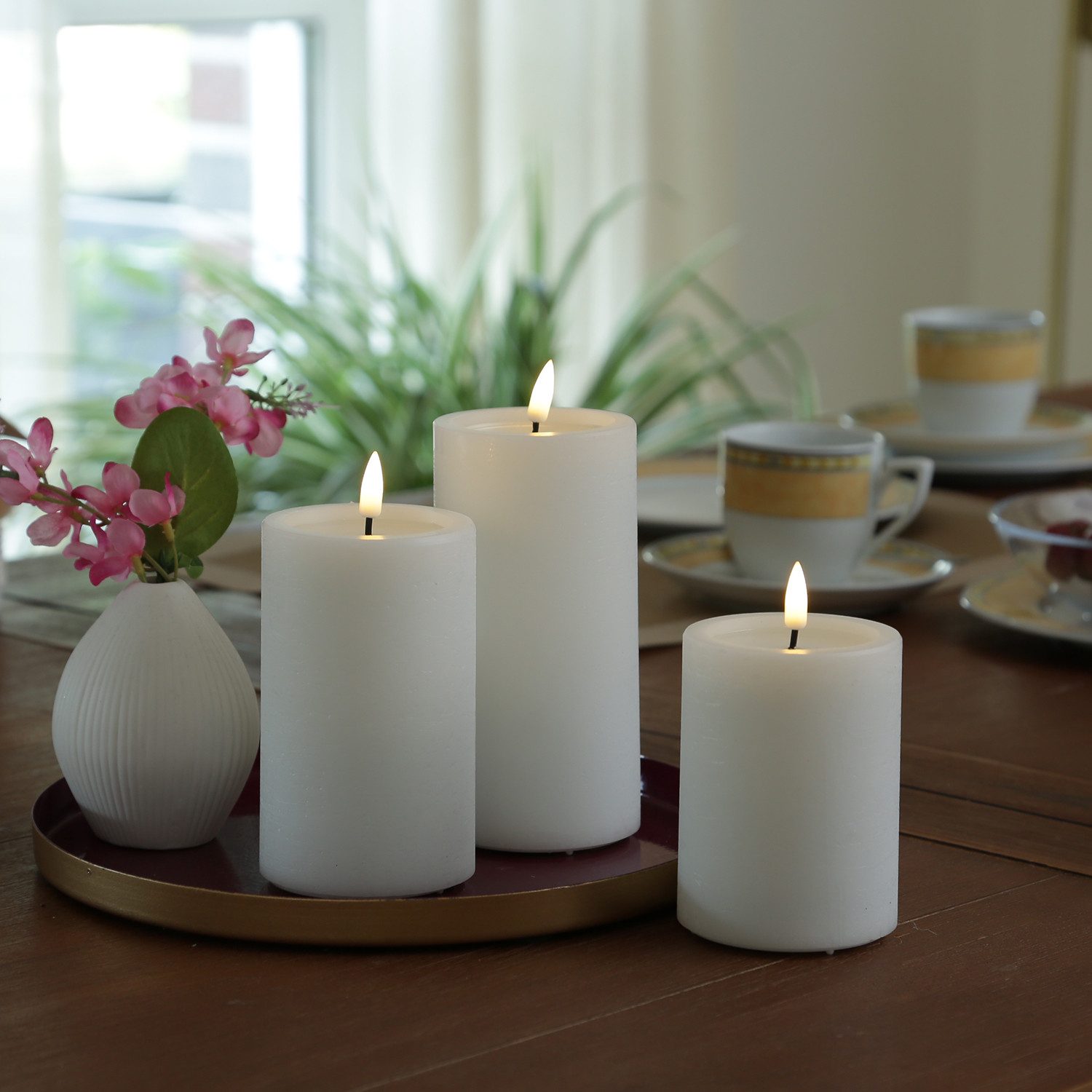 UNIQUE candles LED-Kerze Kerzenset UNIQUE Rustik-Optik 3 Größen mit Batteri günstig online kaufen