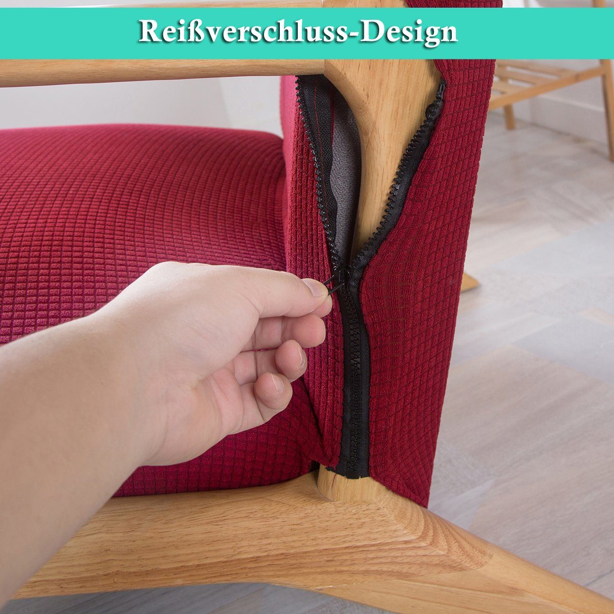Reißverschluss Stretch Qelus, Wohnkultur Weinrot Sesselbezug Stuhlhusse Stuhlbezug,