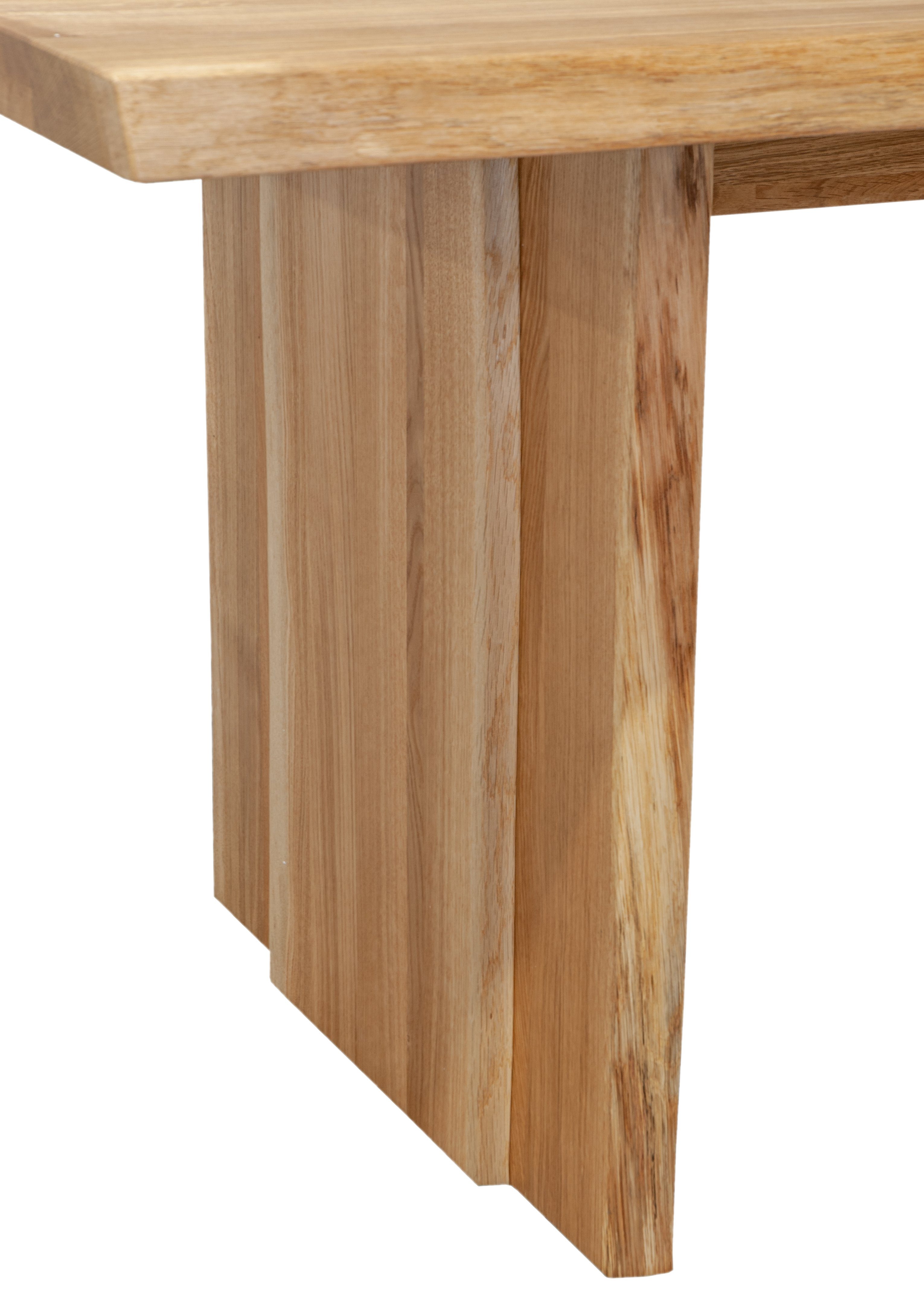 Julian, Wildeichenholz, 40mm in naturfarben, massives Baumkantentisch aufgedoppelte Junado® Platte (2