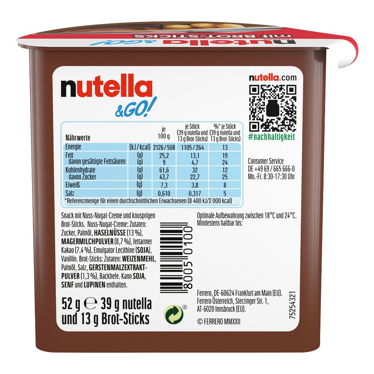 nutella Knabberei, Nutella und GO knusprige Brot Sticks und nutella zum dippen 52g