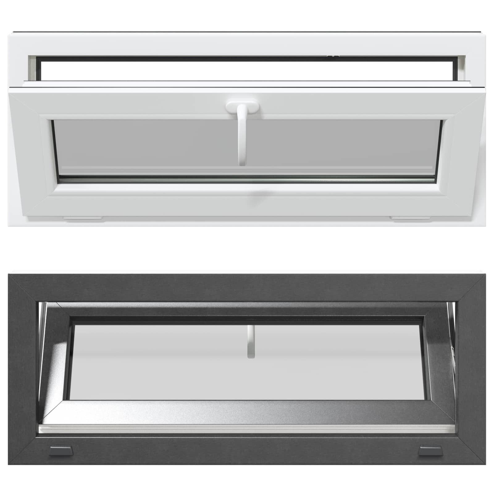 vidaXL Fenster Kellerfenster Innenseite Farbe Weiß RISOR 110 x 40 cm, (1 St)