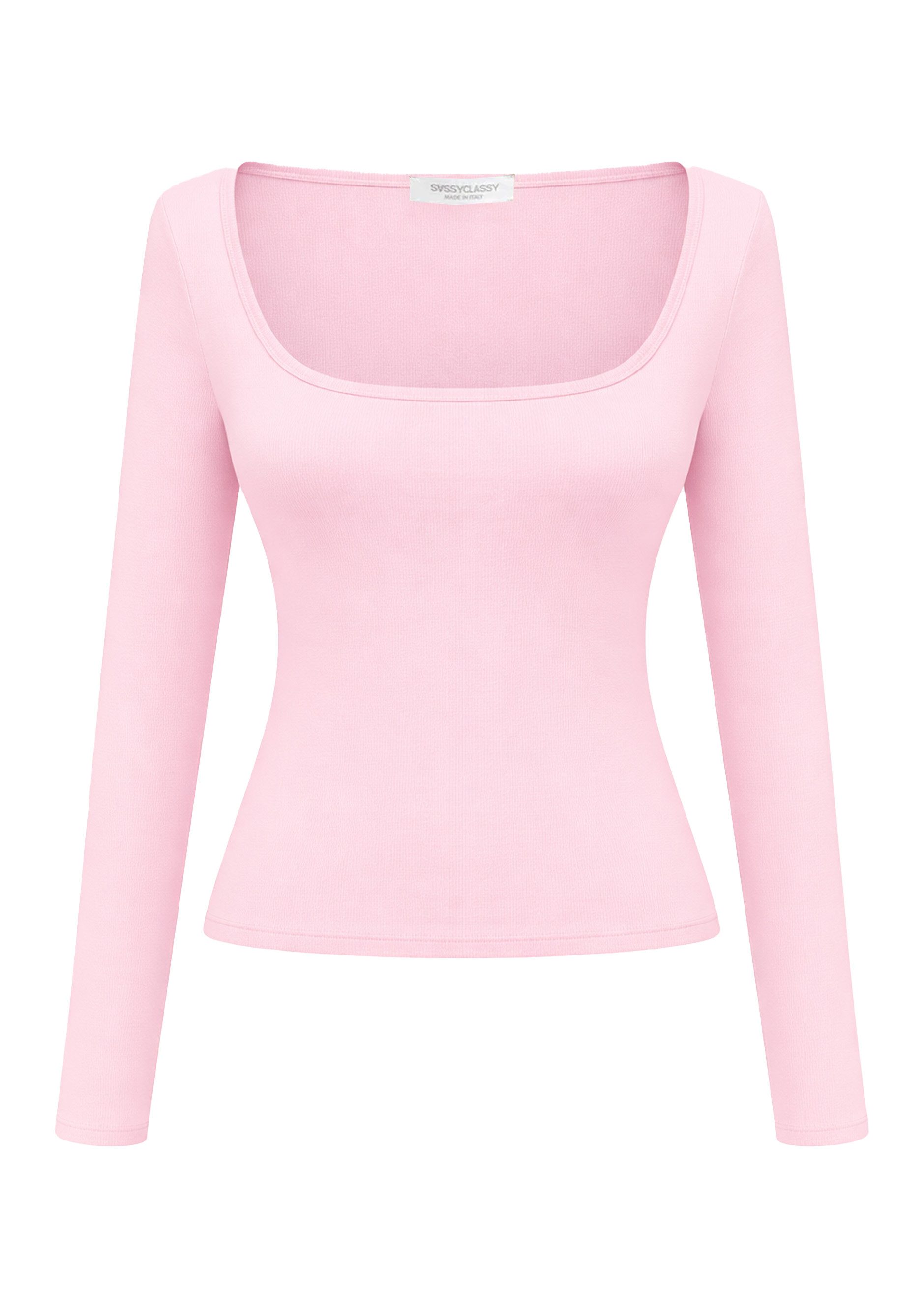 SASSYCLASSY Langarmshirt Langarmshirt mit Ausschnitt für Damen Weiches Top günstig online kaufen