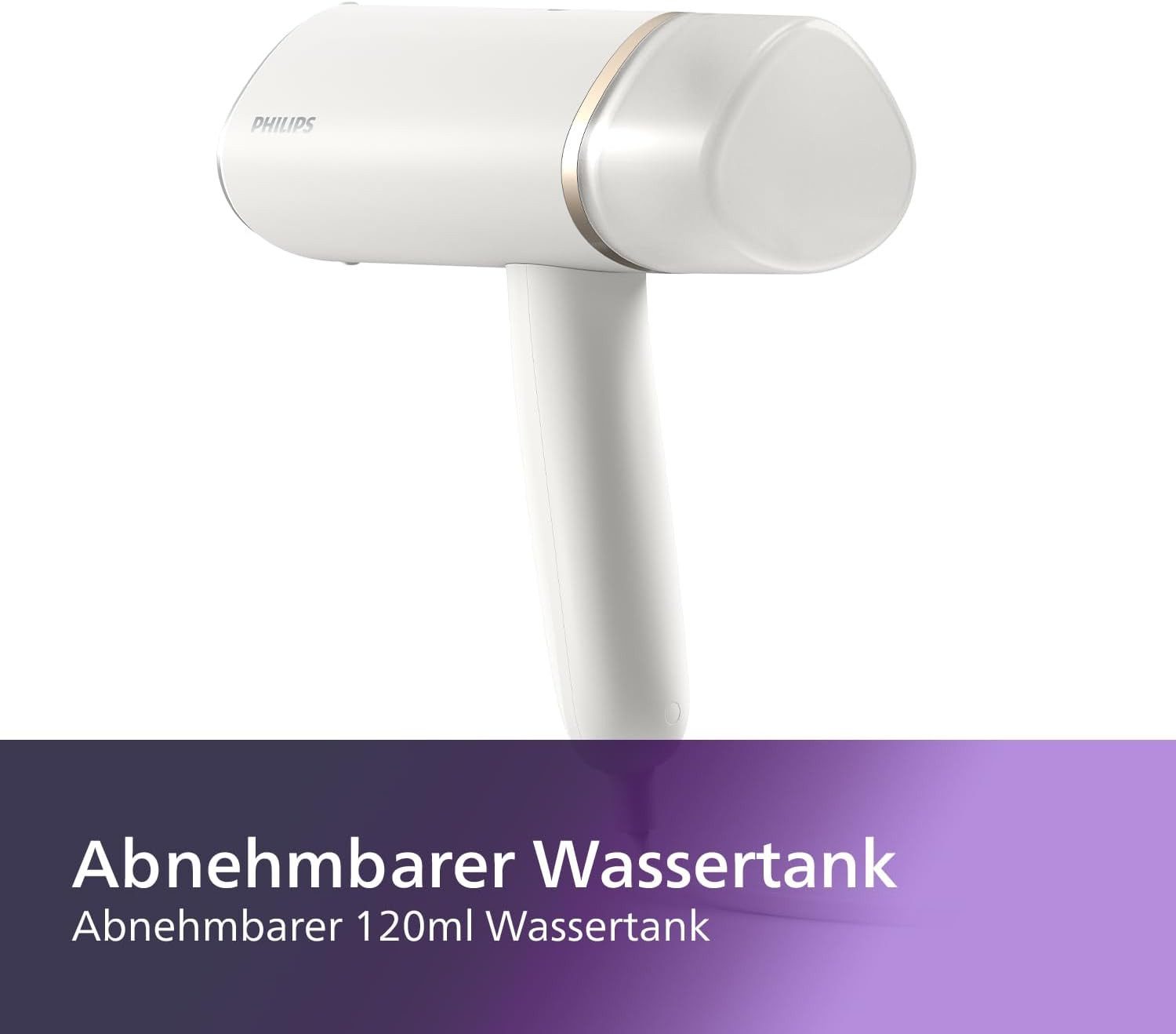 Philips Dampfbügeleisen Tragbarer Dampfglätter 3000 Series - 1000 W, 1000,00 W, Kompakt und Faltbar & Abnehmbarer 120ml Wassertank – Bild 2 von 5
