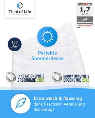 Sommerbettdecke, Leichte Decke BLANCO, Third of Life, Füllung: silikonisierte Kunstfaser, Bezug: Superweiche Microfaser mit Peachskin-Veredelung, Sanitized Ausrüstung gegen Bakterien & Milben, für Allergiker geeignet