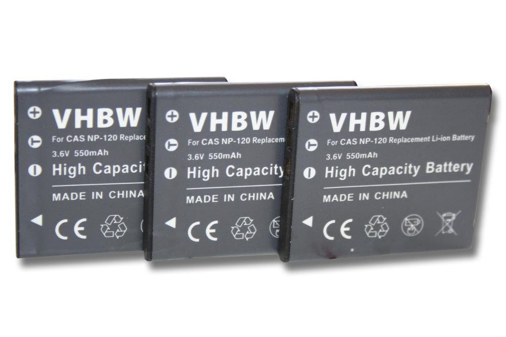 vhbw Kamera-Akku passend Exilim Casio (550mAh, mAh Li-Ion) Kompakt Serie für ZS20 ZS10, ZS12, 3,6V, 550 ZS15, Z690, EX S200, Z680, Foto