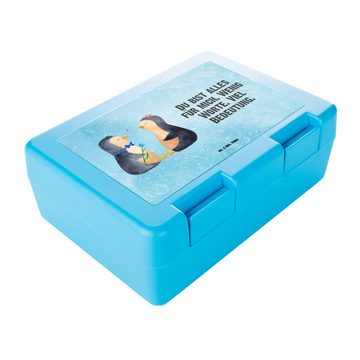 Mr. & Mrs. Panda Butterdose Pinguin Pärchen - Eisblau - Geschenk, Brotzeitbox, Verlobung, große L, Premium Kunststoff, (1-tlg), Doppelverschluss