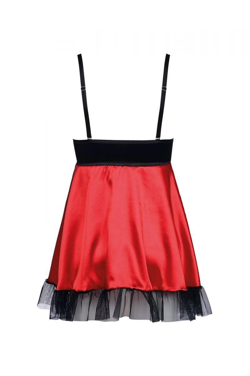 Anais apparel Negligé Schwarz/rotes Frauen Dessous Chemise Nachtkleid aus Satin, Spitze und