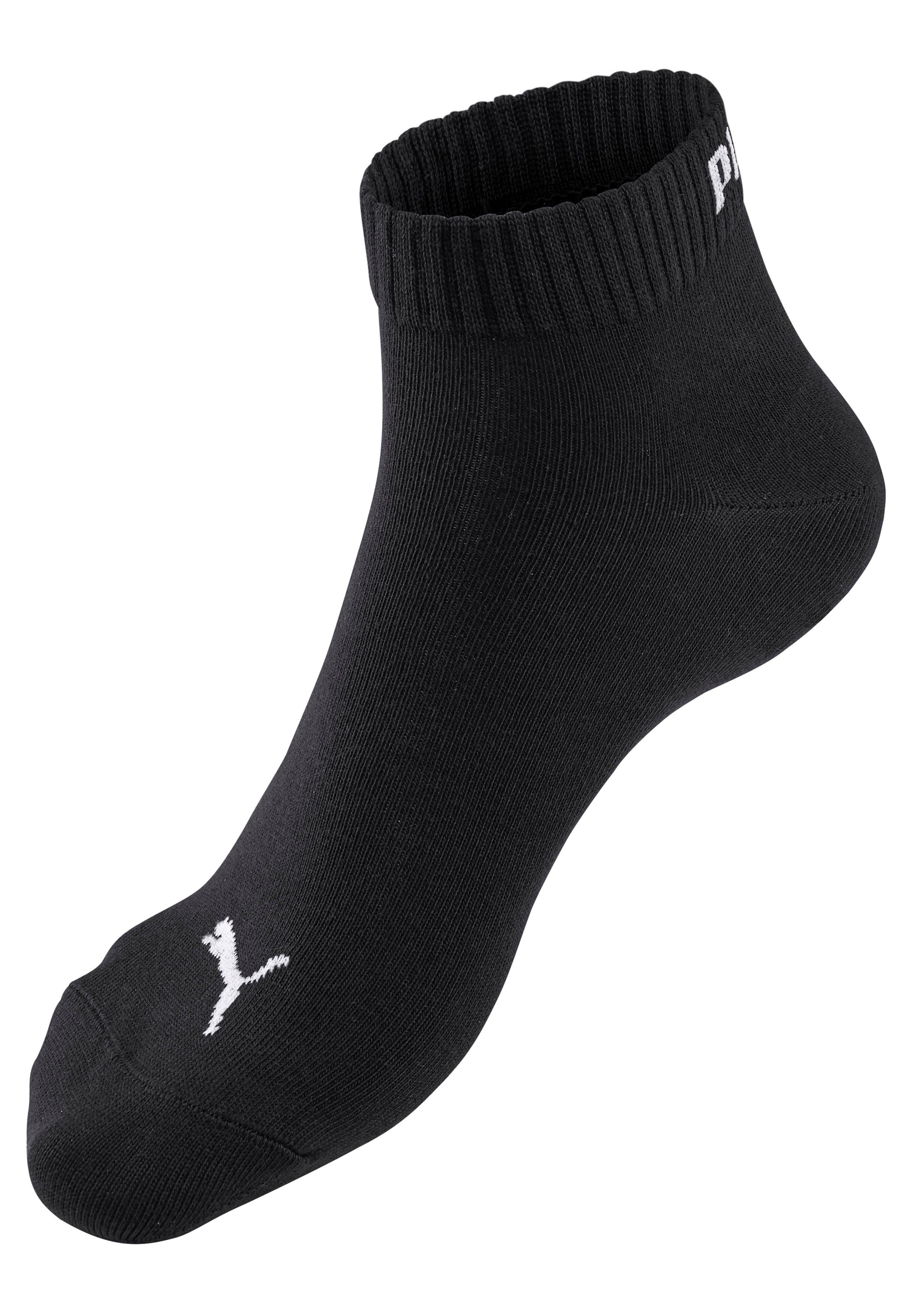 PUMA Kurzsocken (3-Paar) mit Rippbündchen schwarz 3x